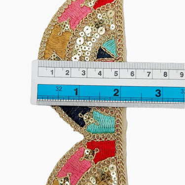 9 Yards Multicoloured Embroidered Trim, Decorative Trim, Indian Sari Border Sequin Trimming
